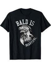 Bald is beautiful Shirt - Bald Eagle Patriotic American T-Shirt 180G 100% Cotton Printed Round Neck Short-Sleeve T-Shirt, Gifts for Men Dad Husband Grandpa, S-XXXL, Black