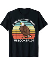 Mens Does This Shirt Make Me Look Bald Eagle Funny Bald Pun T-Shirt 180G 100% Cotton Printed Round Neck Short-Sleeve T-Shirt, Gifts for Men Dad Husband Grandpa, S-XXXL, Black