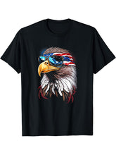 Patriotic Bald Eagle Mullet American USA Flag 4th of July T-Shirt 180G 100% Cotton Printed Round Neck Short-Sleeve T-Shirt, Gifts for Men Dad Husband Grandpa, S-XXXL, Black