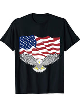 Mens Bald Eagle with American Flag Men's T-Shirt T-Shirt 180G 100% Cotton Printed Round Neck Short-Sleeve T-Shirt, Gifts for Men Dad Husband Grandpa, S-XXXL, Black