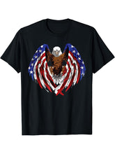 Patriotic Bald Eagle t shirt Eagle, with Flag wings 180G 100% Cotton Printed Round Neck Short-Sleeve T-Shirt, Gifts for Men Dad Husband Grandpa, S-XXXL, Black