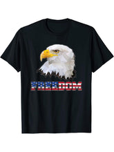 Polygonal Bald Eagle USA Freedom T-Shirt 180G 100% Cotton Printed Round Neck Short-Sleeve T-Shirt, Gifts for Men Dad Husband Grandpa, S-XXXL, Black