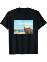 Bald Eagle in a Field T-Shirt 180G 100% Cotton Printed Round Neck Short-Sleeve T-Shirt, Gifts for Men Dad Husband Grandpa, S-XXXL, Black