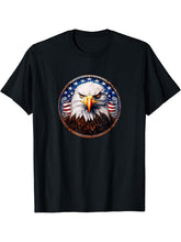 COOL BALD EAGLE DESIGN T-Shirt 180G 100% Cotton Printed Round Neck Short-Sleeve T-Shirt, Gifts for Men Dad Husband Grandpa, S-XXXL, Black