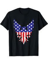 United States Bald Eagle - Patriotic Symbol American Flag T-Shirt 180G 100% Cotton Printed Round Neck Short-Sleeve T-Shirt, Gifts for Men Dad Husband Grandpa, S-XXXL, Black