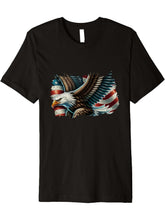 Mens Bald Eagle & Patriotic American Flag Premium T-Shirt 180G 100% Cotton Printed Round Neck Short-Sleeve T-Shirt, Gifts for Men Dad Husband Grandpa, S-XXXL, Black