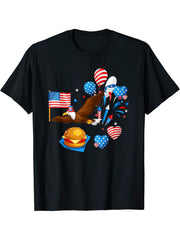 bald eagle uncle sam T-Shirt 180G 100% Cotton Printed Round Neck Short-Sleeve T-Shirt, Gifts for Men Dad Husband Grandpa, S-XXXL, Black