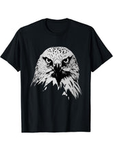 Fierce Eagle Head Design Patriotic American Bald Eagle Art T-Shirt 180G 100% Cotton Printed Round Neck Short-Sleeve T-Shirt, Gifts for Men Dad Husband Grandpa, S-XXXL, Black