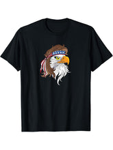 USA Bald Eagle Mullet T Shirt 180G 100% Cotton Printed Round Neck Short-Sleeve T-Shirt, Gifts for Men Dad Husband Grandpa, S-XXXL, Black