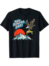 Take America Back! Bald Eagle & Toupee Funny Anti-Trump T-Shirt 180G 100% Cotton Printed Round Neck Short-Sleeve T-Shirt, Gifts for Men Dad Husband Grandpa, S-XXXL, Black