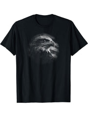 Bald Eagle American Flag Patriotic Freedom Liberty T-Shirt 180G 100% Cotton Printed Round Neck Short-Sleeve T-Shirt, Gifts for Men Dad Husband Grandpa, S-XXXL, Black