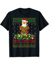 Funny Xmas Lighting Tree Santa Ugly Bald Eagle Christmas T-Shirt 180G 100% Cotton Printed Round Neck Short-Sleeve T-Shirt, Gifts for Men Dad Husband Grandpa, S-XXXL, Black