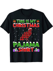 Xmas Santa Hat This Is My Bald Eagle Christmas Pajama T-Shirt 180G 100% Cotton Printed Round Neck Short-Sleeve T-Shirt, Gifts for Men Dad Husband Grandpa, S-XXXL, Black