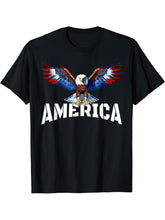 Bald Eagle American Flag USA Wings Patriotic 4th Of July T-Shirt 180G 100% Cotton Printed Round Neck Short-Sleeve T-Shirt, Gifts for Men Dad Husband Grandpa, S-XXXL, Black