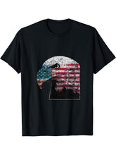 Bald Eagle American Flag T-Shirt 180G 100% Cotton Printed Round Neck Short-Sleeve T-Shirt, Gifts for Men Dad Husband Grandpa, S-XXXL, Black