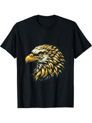Vintage American Bald Eagle Head Patriotic Design T-Shirt 180G 100% Cotton Printed Round Neck Short-Sleeve T-Shirt, Gifts for Men Dad Husband Grandpa, S-XXXL, Black