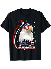 American Bald Eagle This Is America T-Shirt 180G 100% Cotton Printed Round Neck Short-Sleeve T-Shirt, Gifts for Men Dad Husband Grandpa, S-XXXL, Black