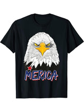 American Bald Eagle Merica Patriotic 4th Of July USA T-Shirt 180G 100% Cotton Printed Round Neck Short-Sleeve T-Shirt, Gifts for Men Dad Husband Grandpa, S-XXXL, Black