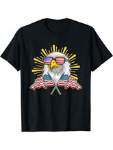 Patriotic American Bald Eagle US Flag Freedom Liberty Eagle T-Shirt 180G 100% Cotton Printed Round Neck Short-Sleeve T-Shirt, Gifts for Men Dad Husband Grandpa, S-XXXL, Black