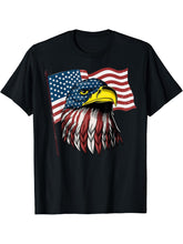 Patriotic Bald Eagle Mullet USA American Flag 4th of July T-Shirt 180G 100% Cotton Printed Round Neck Short-Sleeve T-Shirt, Gifts for Men Dad Husband Grandpa, S-XXXL, Black