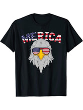 4th Of July Proud American Bald Eagle Merica US Flag Eagle T-Shirt 180G 100% Cotton Printed Round Neck Short-Sleeve T-Shirt, Gifts for Men Dad Husband Grandpa, S-XXXL, Black
