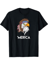 Merica Bald Eagle Mullet T Shirt 180G 100% Cotton Printed Round Neck Short-Sleeve T-Shirt, Gifts for Men Dad Husband Grandpa, S-XXXL, Black
