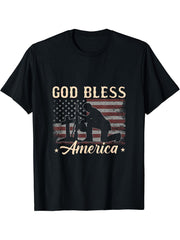 American Flag Bald Eagle Mullet Play 4th Of July T-Shirt 180G 100% Cotton Printed Round Neck Short-Sleeve T-Shirt, Gifts for Men Dad Husband Grandpa, S-XXXL, Black