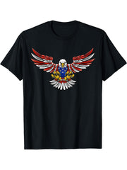 American Bald Eagle USA US United States Flag Eagle T-Shirt 180G 100% Cotton Printed Round Neck Short-Sleeve T-Shirt, Gifts for Men Dad Husband Grandpa, S-XXXL, Black