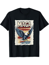 MAGA Bald Eagle T-Shirt 180G 100% Cotton Printed Round Neck Short-Sleeve T-Shirt, Gifts for Men Dad Husband Grandpa, S-XXXL, Black