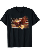 Bald Eagle 4th Of July American Flag Patriotic USA T-Shirt 180G 100% Cotton Printed Round Neck Short-Sleeve T-Shirt, Gifts for Men Dad Husband Grandpa, S-XXXL, Black