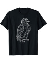 Line Art Bald Eagle Bald Eagles T-Shirt 180G 100% Cotton Printed Round Neck Short-Sleeve T-Shirt, Gifts for Men Dad Husband Grandpa, S-XXXL, Black