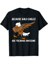 Cool Eagle For Men Women Dabbing Bald Flying Animal T-Shirt 180G 100% Cotton Printed Round Neck Short-Sleeve T-Shirt, Gifts for Men Dad Husband Grandpa, S-XXXL, Black