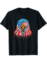 4th Of July Patriotic Bald Eagle American Flag Sunglasses T-Shirt 180G 100% Cotton Printed Round Neck Short-Sleeve T-Shirt, Gifts for Men Dad Husband Grandpa, S-XXXL, Black