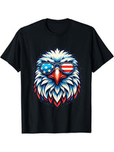 American Bald Eagle USA Flag Shirt 4th of July Eagle USA T-Shirt 180G 100% Cotton Printed Round Neck Short-Sleeve T-Shirt, Gifts for Men Dad Husband Grandpa, S-XXXL, Black