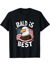 Bald Is Best American Bald Eagle USA Flag Funny 4th of July T-Shirt 180G 100% Cotton Printed Round Neck Short-Sleeve T-Shirt, Gifts for Men Dad Husband Grandpa, S-XXXL, Black