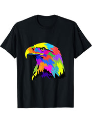 Pop Art Bald Eagle T-Shirt 180G 100% Cotton Printed Round Neck Short-Sleeve T-Shirt, Gifts for Men Dad Husband Grandpa, S-XXXL, Black