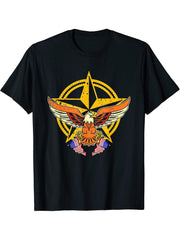 US Flag Pride Liberty Patriotic American Freedom Bald Eagle T-Shirt 180G 100% Cotton Printed Round Neck Short-Sleeve T-Shirt, Gifts for Men Dad Husband Grandpa, S-XXXL, Black