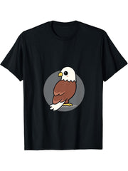 Cute Kawaii Aesthetic Bald Eagle T-Shirt 180G 100% Cotton Printed Round Neck Short-Sleeve T-Shirt, Gifts for Men Dad Husband Grandpa, S-XXXL, Black