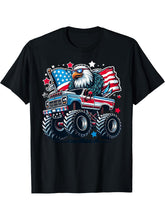 4th of July Patriotic American Flag Eagle USA Red White Blue T-Shirt 180G 100% Cotton Printed Round Neck Short-Sleeve T-Shirt, Gifts for Men Dad Husband Grandpa, S-XXXL, Black