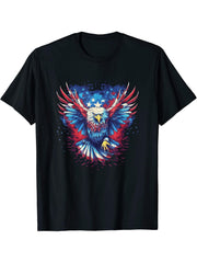 American Bald Eagle Men Women Boy Girl T-Shirt 180G 100% Cotton Printed Round Neck Short-Sleeve T-Shirt, Gifts for Men Dad Husband Grandpa, S-XXXL, Black