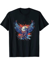 American Bald Eagle Men Women Boy Girl T-Shirt 180G 100% Cotton Printed Round Neck Short-Sleeve T-Shirt, Gifts for Men Dad Husband Grandpa, S-XXXL, Black