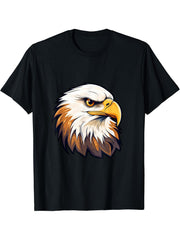 American Bald Eagle T-Shirt 180G 100% Cotton Printed Round Neck Short-Sleeve T-Shirt, Gifts for Men Dad Husband Grandpa, S-XXXL, Black