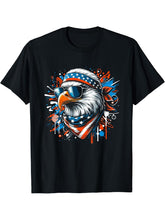 Patriotic Bald Eagle USA Flag 4th Of July Men Women Eagle T-Shirt 180G 100% Cotton Printed Round Neck Short-Sleeve T-Shirt, Gifts for Men Dad Husband Grandpa, S-XXXL, Black