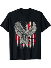 Vintage Bald Eagle Distressed American Flag USA 4th of July T-Shirt 180G 100% Cotton Printed Round Neck Short-Sleeve T-Shirt, Gifts for Men Dad Husband Grandpa, S-XXXL, Black