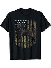 Camo American Flag Black Labrador Retriever 4th Of July USA T-Shirt 180G 100% Cotton Printed Round Neck Short-Sleeve T-Shirt, Gifts for Men Dad Husband Grandpa, S-XXXL, Black