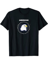American Bald Eagle & Stars USA T-Shirt 180G 100% Cotton Printed Round Neck Short-Sleeve T-Shirt, Gifts for Men Dad Husband Grandpa, S-XXXL, Black