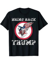 Bring Back Trump Patriotic American Flag Bald Eagle Vintage T-Shirt 180G 100% Cotton Printed Round Neck Short-Sleeve T-Shirt, Gifts for Men Dad Husband Grandpa, S-XXXL, Black