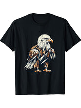 Geometric Art Bald Eagle Bald Eagles T-Shirt 180G 100% Cotton Printed Round Neck Short-Sleeve T-Shirt, Gifts for Men Dad Husband Grandpa, S-XXXL, Black