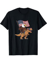 4th of July Boys Proud American Bald Eagle Dinosaur T-Shirt 180G 100% Cotton Printed Round Neck Short-Sleeve T-Shirt, Gifts for Men Dad Husband Grandpa, S-XXXL, Black
