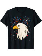 4th of July Memorial Day Holiday Patriotic Cool Bald Eagle T-Shirt 180G 100% Cotton Printed Round Neck Short-Sleeve T-Shirt, Gifts for Men Dad Husband Grandpa, S-XXXL, Black